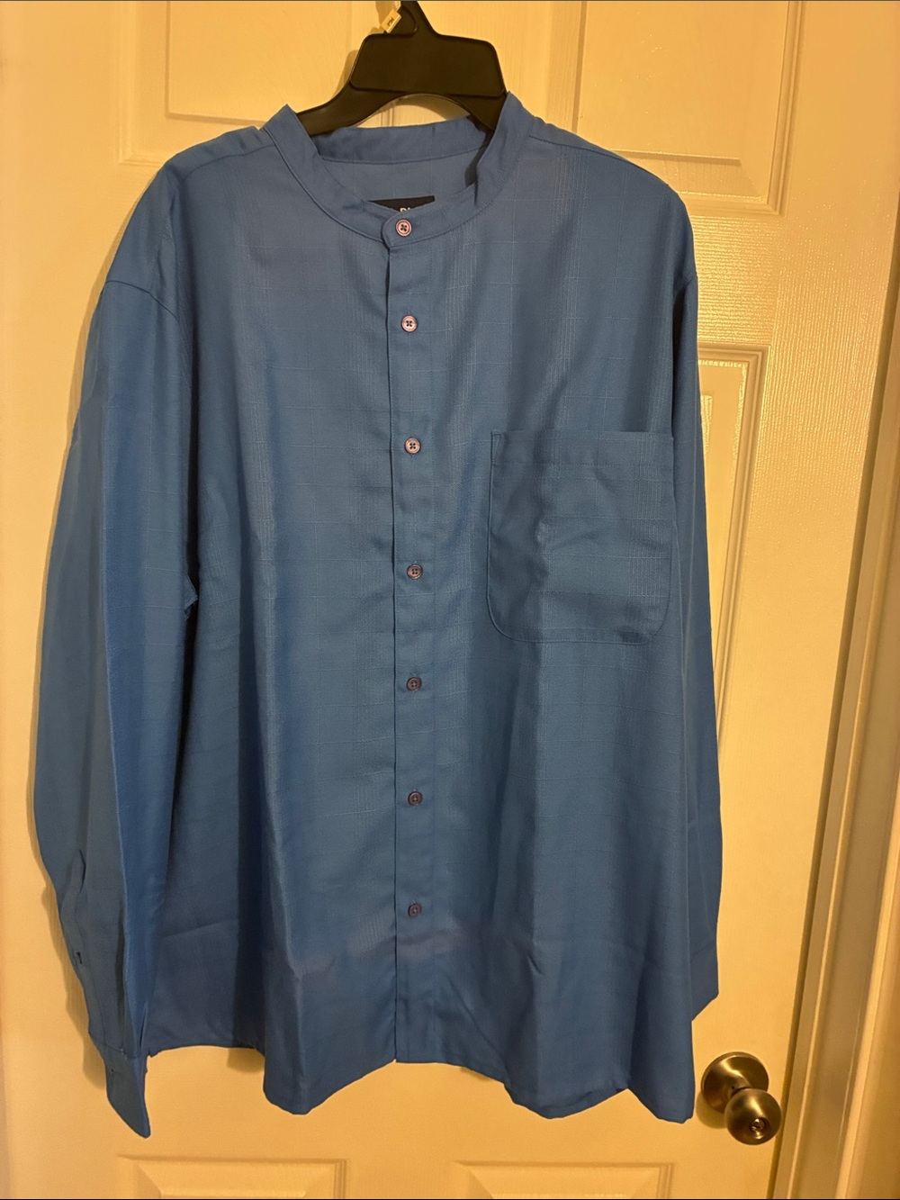 Men's Lightweight Blue Mandarin Collar Shirt Jacket